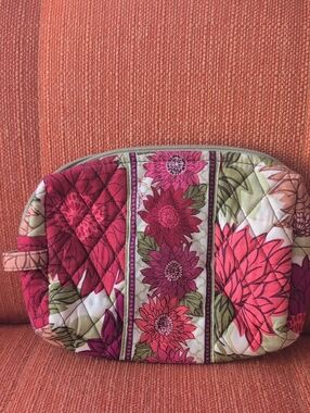 Vera Bradley Quilted Floral Cosmetic Pouch in Green and Fuscia